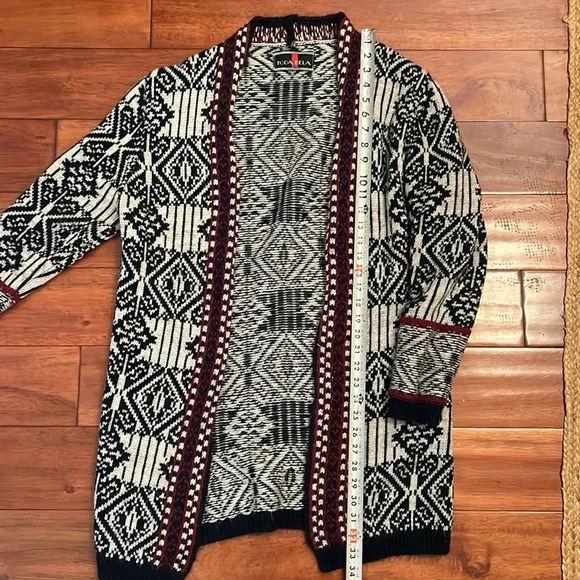 Todabela Rosie Geometric NAVY/BEIGE Size Large Cardigan - Picture 7 of 9